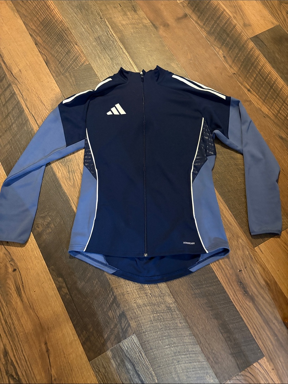 adidas Navy and Light Blue Full-Zip Ski Jacket with White Accents